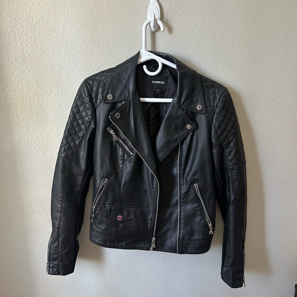 Express black leather jacket- small